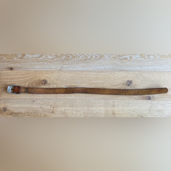 Vintage Tooled Leather Belt Mountain Sunset Scene 36 - Picture 6 of 9